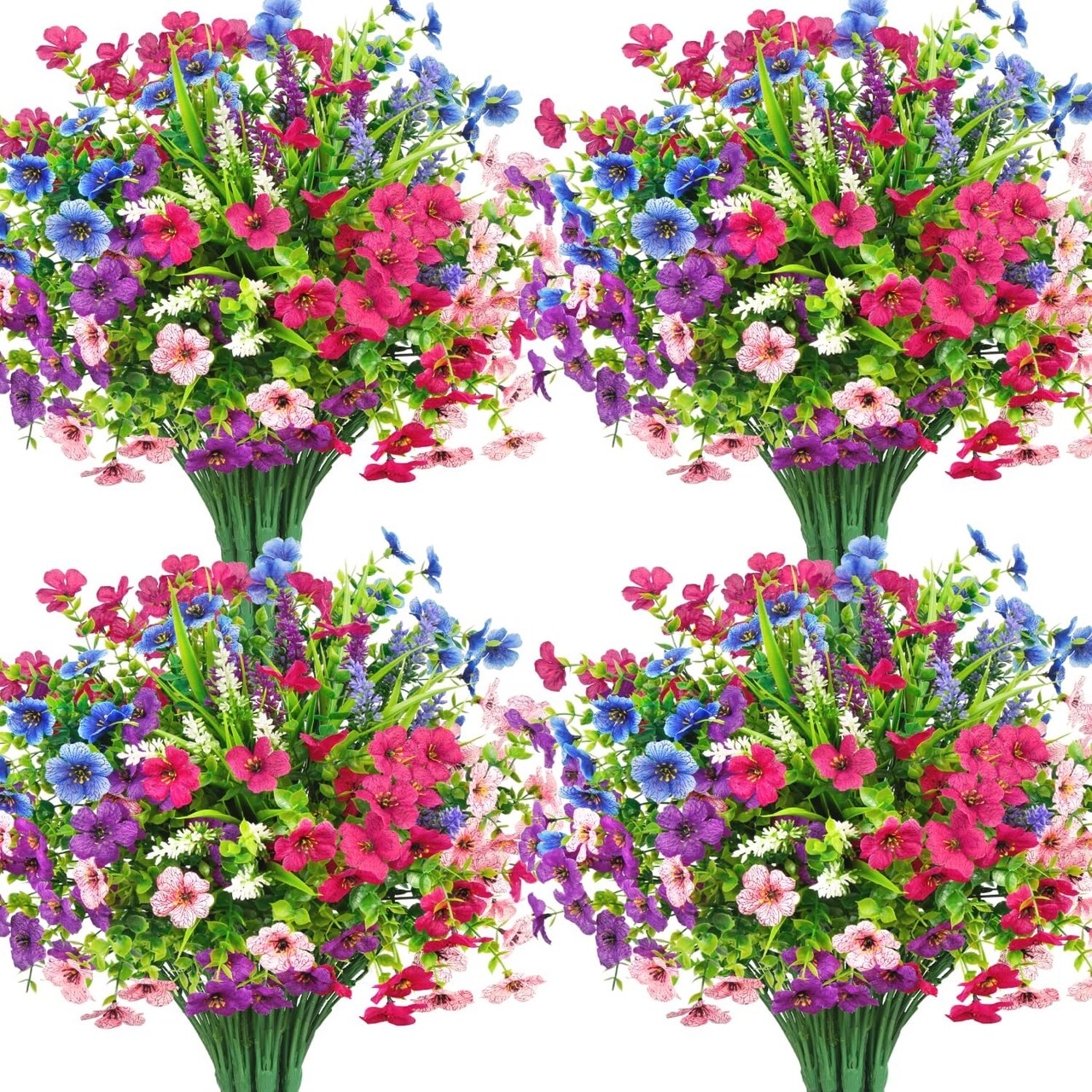20 Bundles Artificial Summer Bouquets Flowers for Outdoors Decoration Fake Silk Flowers